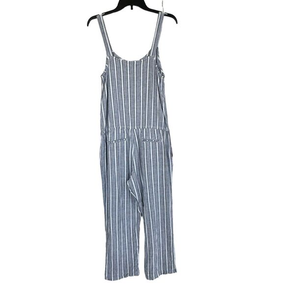 Rails Large Brooklyn Capri Jumpsuit Greenwich Striped Pockets Sleeveless Gray - Picture 4 of 10